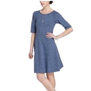 Ganni Threaded Trails Blue 100% Cotton Winter Jersey Dress Style 3192